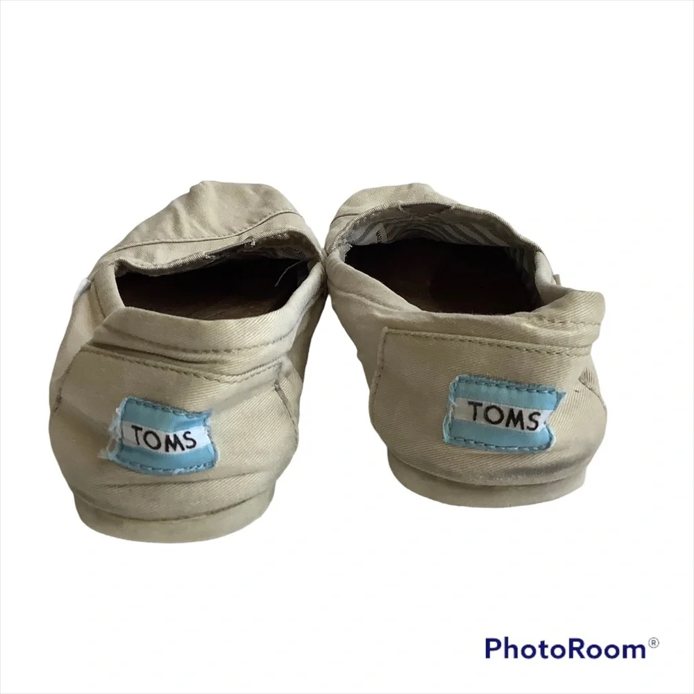 Toms Womens Classic Slip On Canvas Shoes Size 7.5 Khaki Tan Beige Multicolor